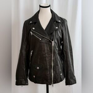 Madewell Black Lamb Washed Leather Motorcycle Jacket